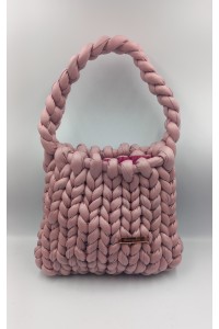 Χειροποίητη Τσάντα "Mauve Marshmallow" – Chunky Knit από Vegan Leather.