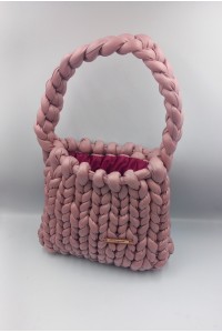 Χειροποίητη Τσάντα "Mauve Marshmallow" – Chunky Knit από Vegan Leather.