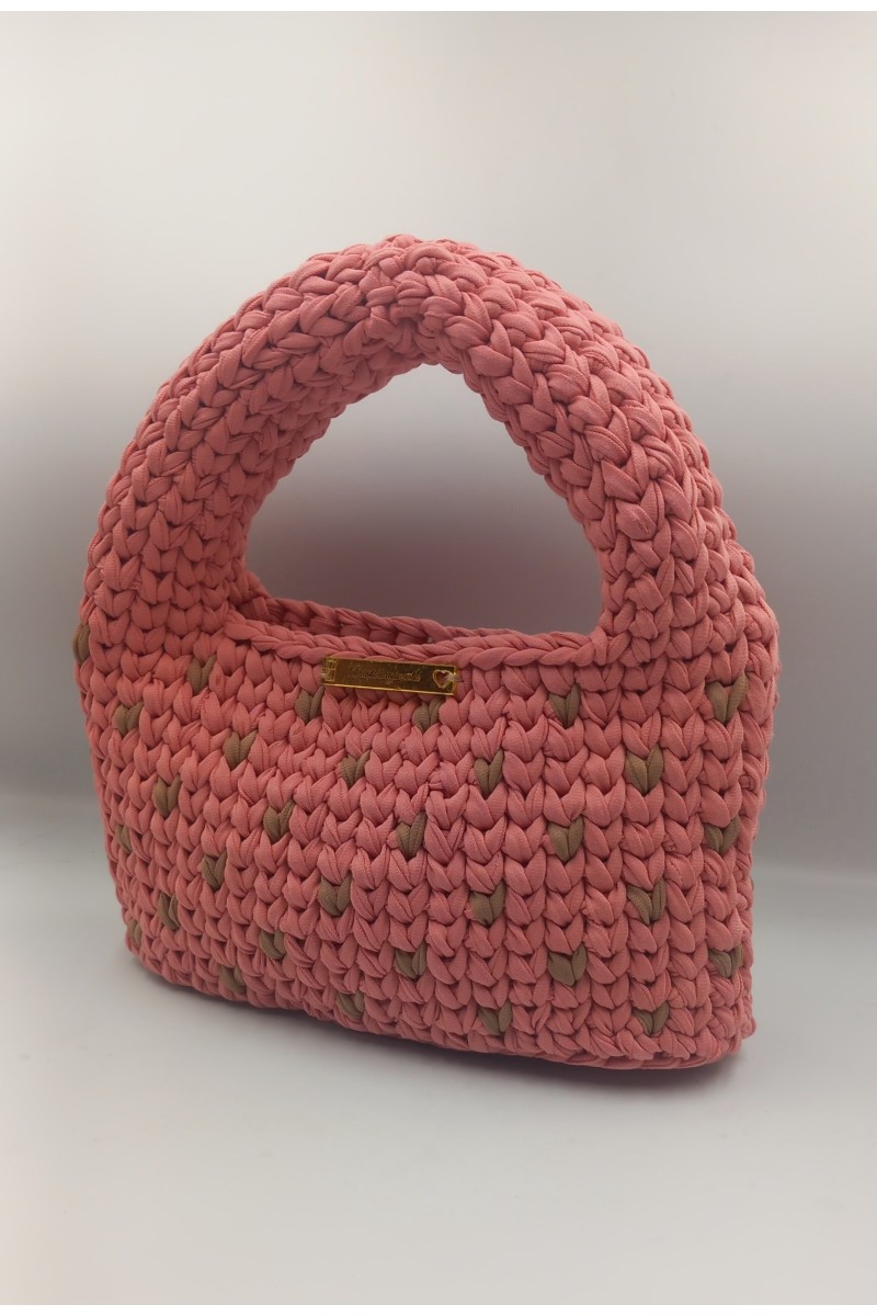 Πλεκτή Τσάντα Χειρός "Lovable" σε Dusty Pink