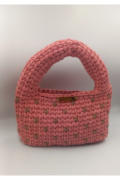 Πλεκτή Τσάντα Χειρός "Lovable" σε Dusty Pink