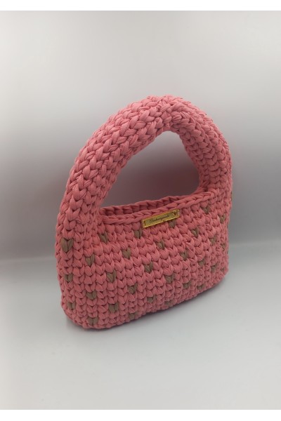 Πλεκτή Τσάντα Χειρός "Lovable" σε Dusty Pink