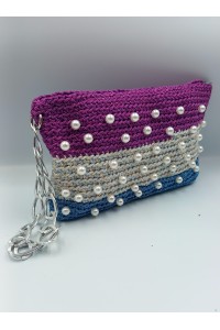 Πλεκτό τσαντάκι καρπού με πέρλες