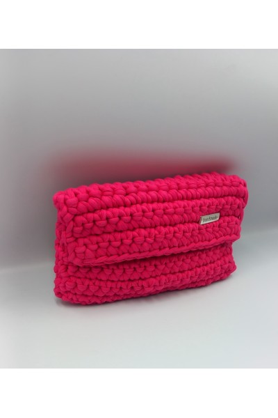 Φούξια πλεκτό πορτοφολάκι