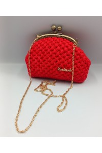 Κόκκινο χειροποίητο πλεκτό τσαντάκι