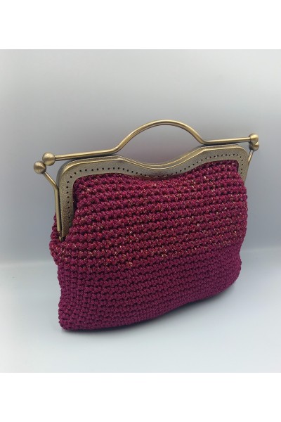 Χειροποίητο πλεκτό τσαντάκι με frame