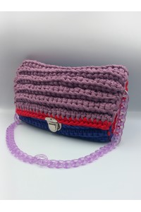 Χειροποίητη πλεκτή πολύχρωμη τσάντα