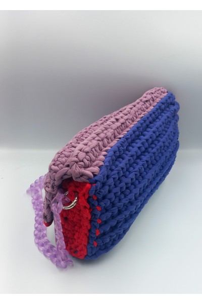 Χειροποίητη πλεκτή πολύχρωμη τσάντα