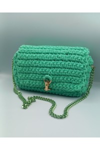 Χειροποίητη πλεκτή τσάντα μέντα