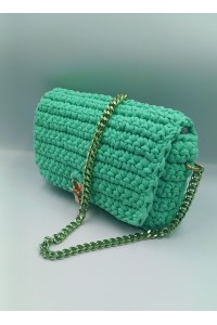 Χειροποίητη πλεκτή τσάντα μέντα