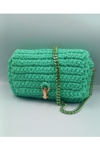 Χειροποίητη πλεκτή τσάντα μέντα