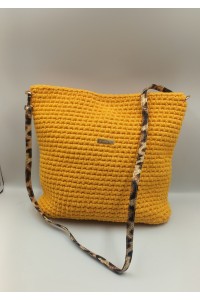 Χειροποίητη πλεκτή τσάντα boho style.