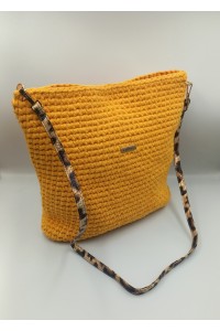 Χειροποίητη πλεκτή τσάντα boho style.