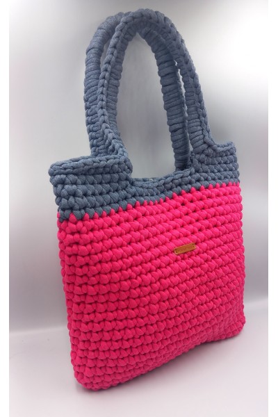 Χειροποίητη τσάντα με πλεκτό χερούλι