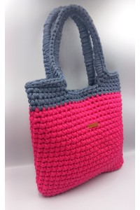 Χειροποίητη τσάντα με πλεκτό χερούλι