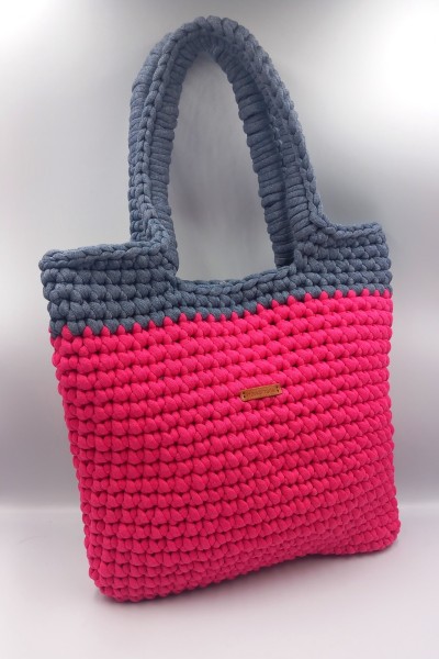 Χειροποίητη τσάντα με πλεκτό χερούλι