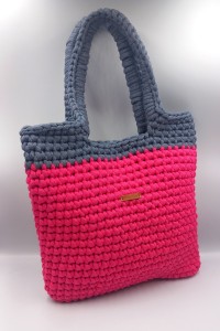 Χειροποίητη τσάντα με πλεκτό χερούλι