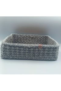 Χειροποίητο καλάθι οργάνωσης γκρι με ξύλο. Minimal chic