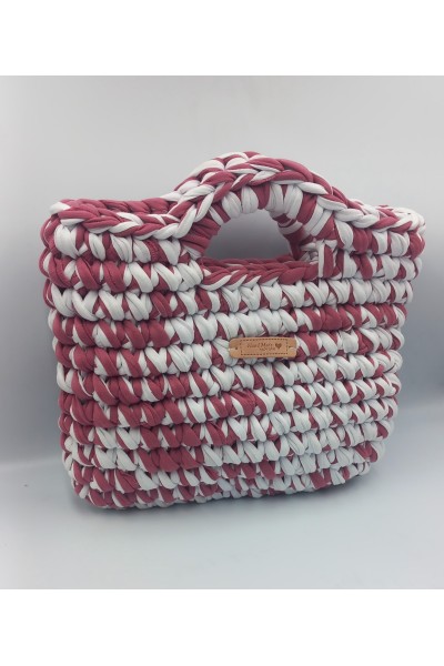Χειροποίητη πλεκτή δίχρωμη τσάντα