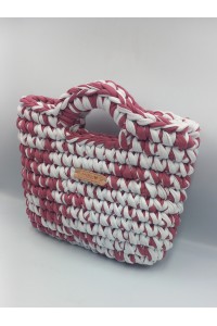 Χειροποίητη πλεκτή δίχρωμη τσάντα