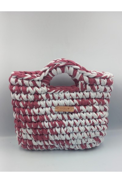 Χειροποίητη πλεκτή δίχρωμη τσάντα