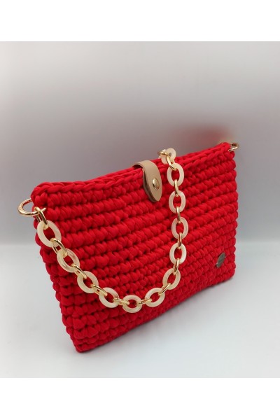 Κόκκινο χειροποίητο πλεκτό τσαντάκι