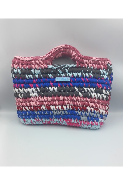 Χειροποίητη πολύχρωμη πλεκτή τσάντα