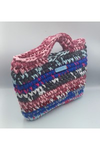 Χειροποίητη πολύχρωμη πλεκτή τσάντα