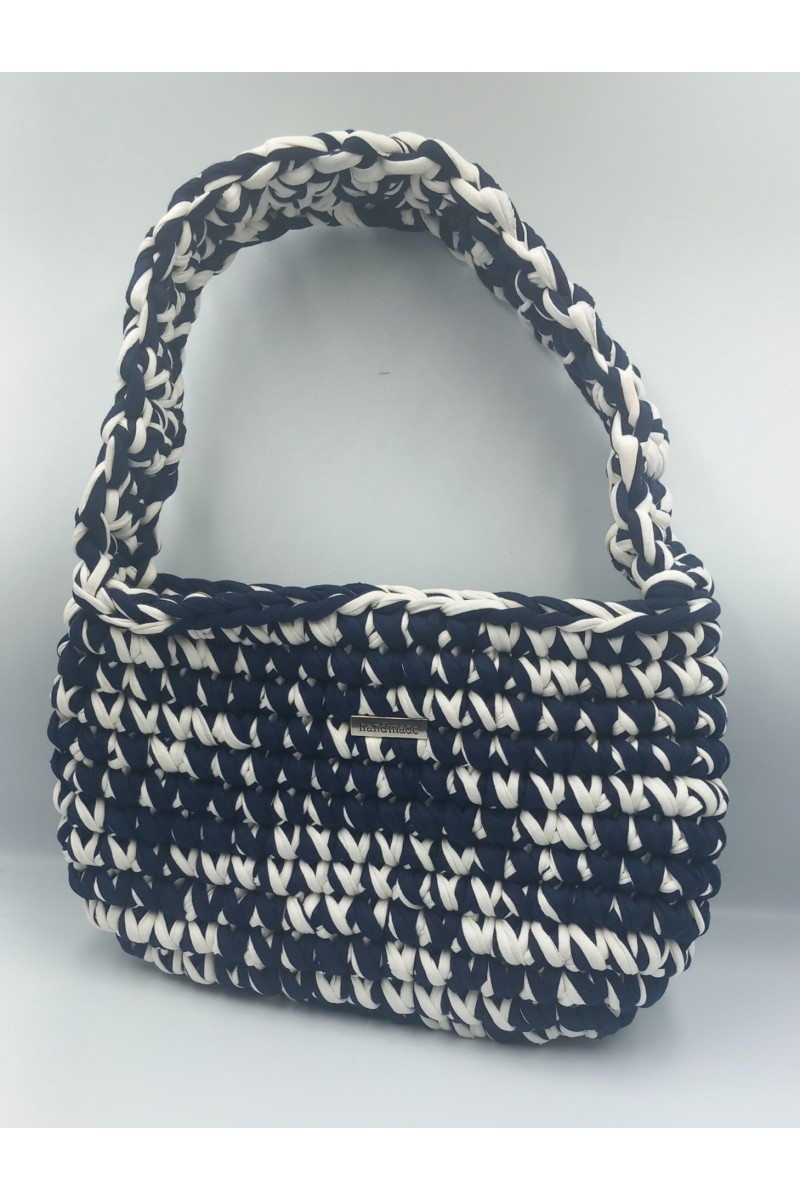 Χειροποίητη πλεκτή τσάντα με πλεκτό χερούλι