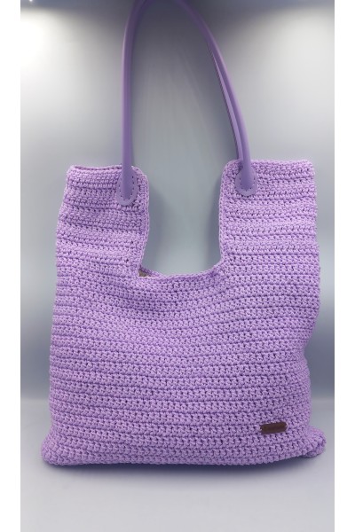 Χειροποίητη πλεκτή τσάντα τύπου boho.