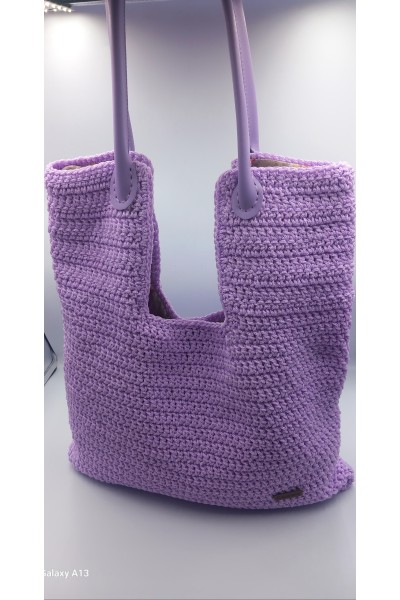 Χειροποίητη πλεκτή τσάντα τύπου boho.