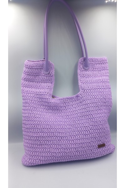 Χειροποίητη πλεκτή τσάντα τύπου boho.