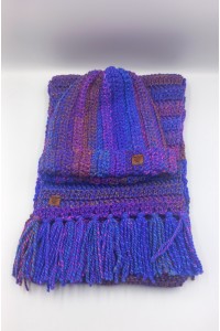 Χειροποίητο πλεκτό σετ κασκόλ και σκουφάκι.