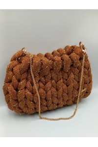 Πλεκτή χειροποίητη τσάντα με εκθαμβωτικό γκλίτερ