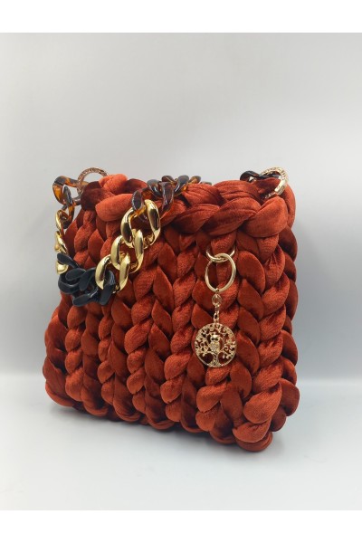 The Autumn Statement Bag | Χειροποίητη Βελούδινη Τσάντα 'Cinnamon Spice'.