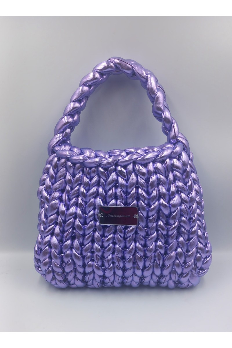 Χειροποίητη πλεκτή metallic τσάντα σε μωβ-λιλά χρώμα!