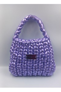 Χειροποίητη πλεκτή metallic τσάντα σε μωβ-λιλά χρώμα!