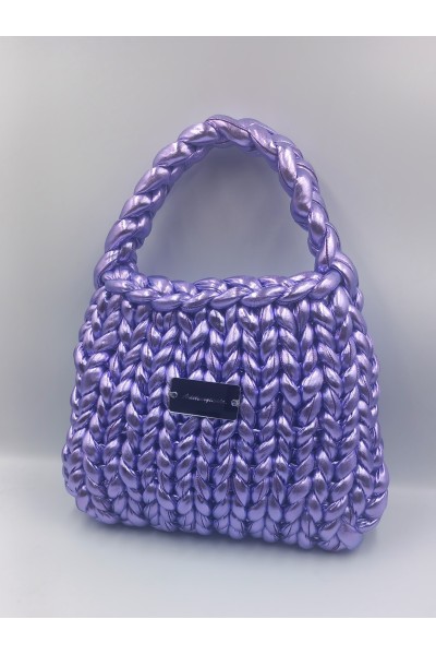 Χειροποίητη πλεκτή metallic τσάντα σε μωβ-λιλά χρώμα!