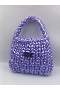 Χειροποίητη πλεκτή metallic τσάντα σε μωβ-λιλά χρώμα!