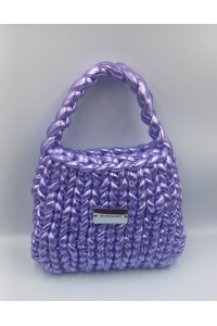 Χειροποίητη πλεκτή metallic τσάντα σε μωβ-λιλά χρώμα!