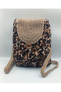 Χειροποίητο πλεκτό backpack με βελούδο animal print νήμα.