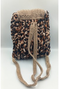 Χειροποίητο πλεκτό backpack με βελούδο animal print νήμα.