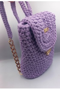 Χειροποίητο Πλεκτό Backpack "Lilac Muse" με Golden Details – Μωβ Lavender ​.