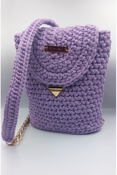 Χειροποίητο Πλεκτό Backpack "Lilac Muse" με Golden Details – Μωβ Lavender ​.