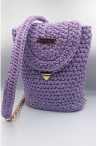 Χειροποίητο Πλεκτό Backpack "Lilac Muse" με Golden Details – Μωβ Lavender ​.